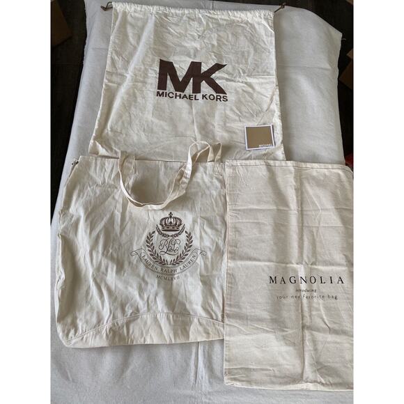 Bundle Ralph Lauren Tote Bag Michael Kors dust bag & Magnolia Drawstring Bag - Picture 1 of 11